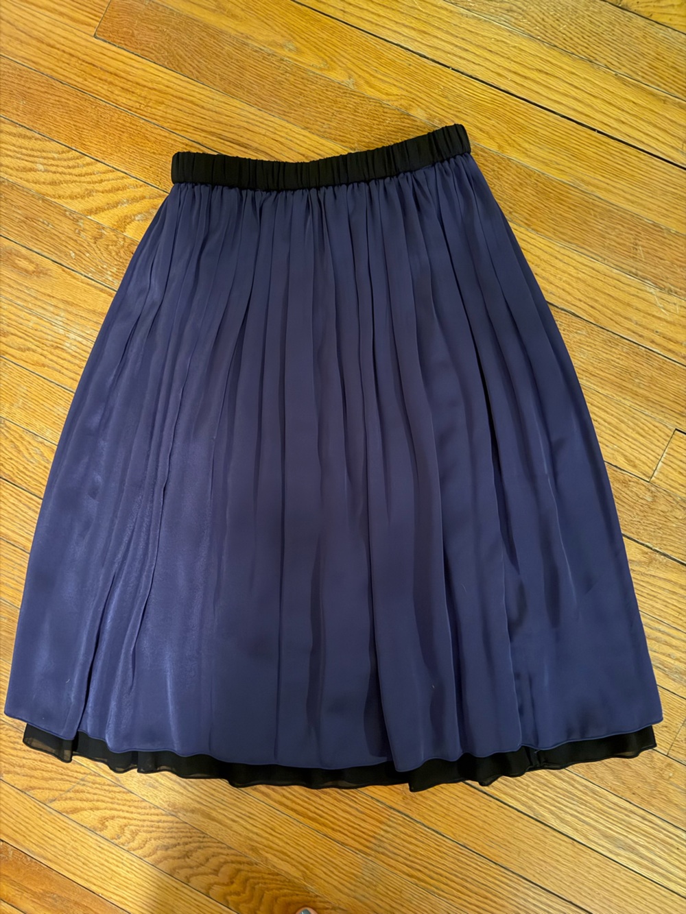 Women’s Pleated Navy satin skirt